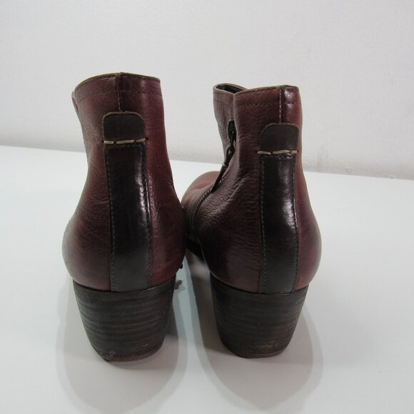 Clarks Artisan Brown Leather Zip Heeled Ankle Booties Women 7.5M boho cowgirl - Picture 7 of 8